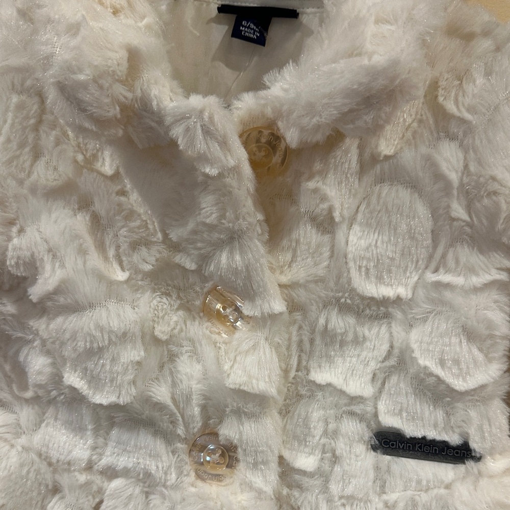 Calvin Klein Kids Cream Textured Puffer Coat - Picture 6 of 7